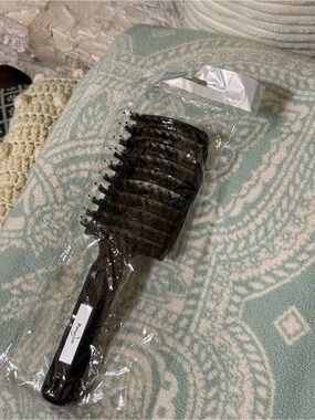 Black Boar Hair Vented Detangling Paddle Hair Brush
